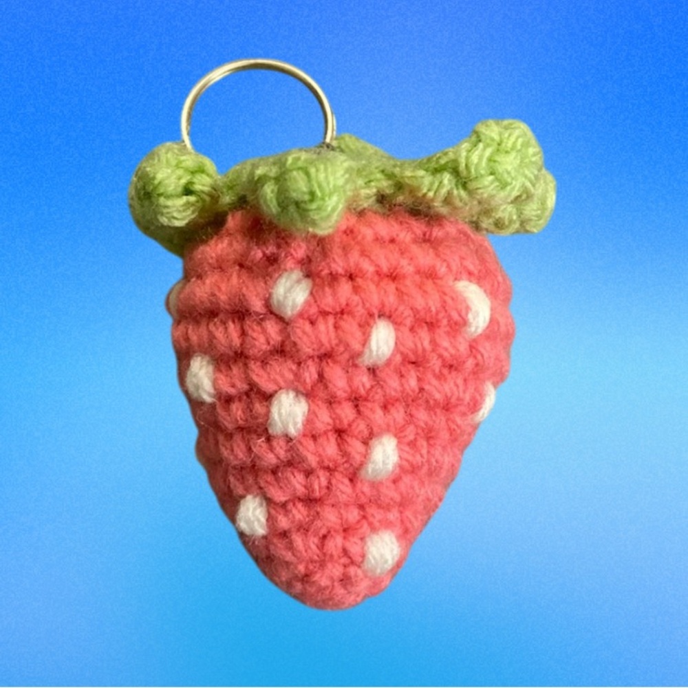 Sold🥳Handmade Strawberry Crochet Keychain